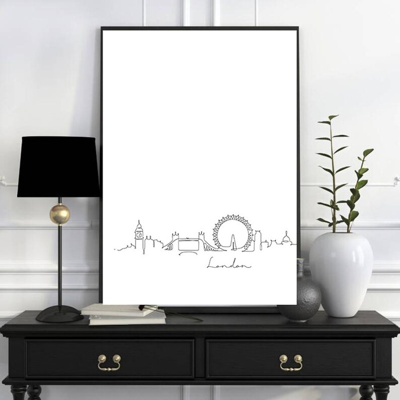 London Skyline Wall Art Print Poster London Cityscape New Etsy