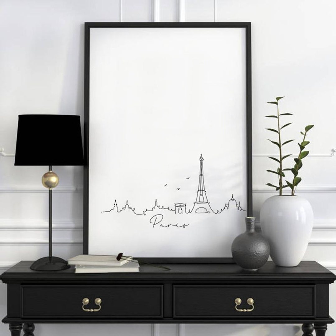 Paris Skyline Wall Art Print Poster Paris Cityscape New Etsy