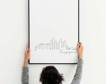 Singapore Skyline Wall Art Print Poster | Singapore Cityscape | New Home Gift |