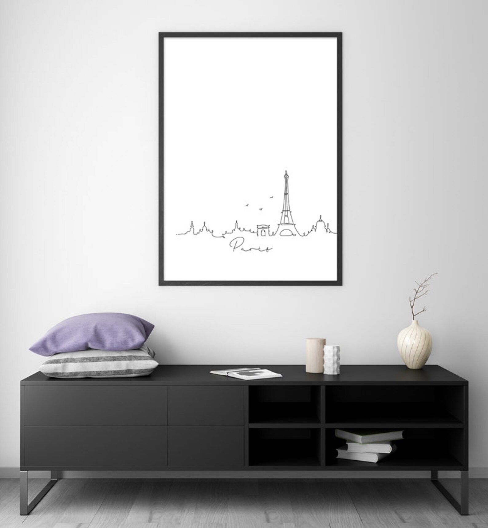 Paris Skyline Wall Art Print Poster Paris Cityscape New Etsy