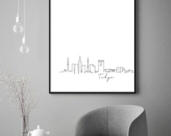 Tokyo Skyline Wall Art Print Poster | Tokyo Cityscape | New Home Gift |