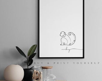 Monkey Wall Art Print Poster | New Home Gift |