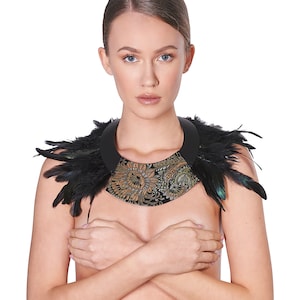 Feather Necklace, Necklace for prom, Avant Garde Jewelry, Bib Necklace, Steampunk Jewelry, Necklace, Black Feather Necklace, Gothic necklace