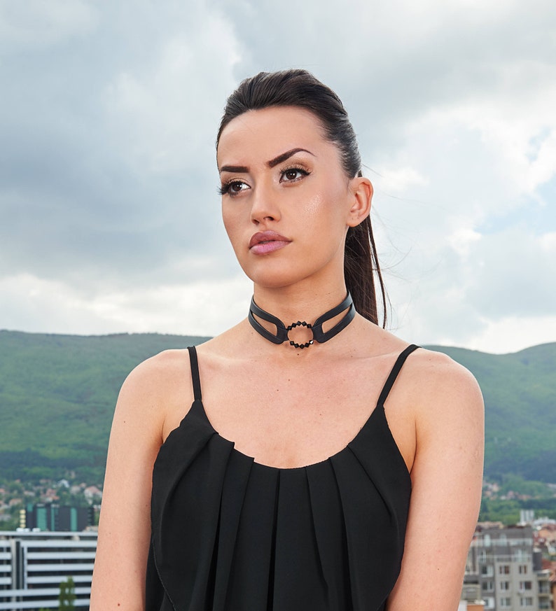 Leather Choker BDSM Choker Black Leather Choker Locking - Etsy