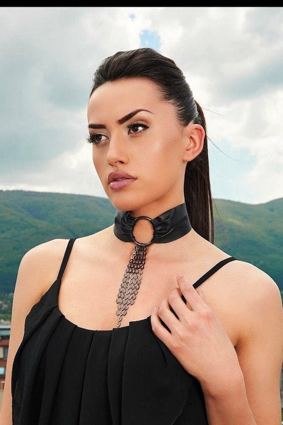 Leather Choker, O Ring Choker, O Ring Collar, BDSM Day Collar