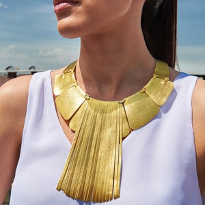 Leather Statement Necklace, Handmade Jewelry for Women, Egyptian Necklace, African Bib Necklace, Leather Necklace, Leather Jewelry, Mom Gift
