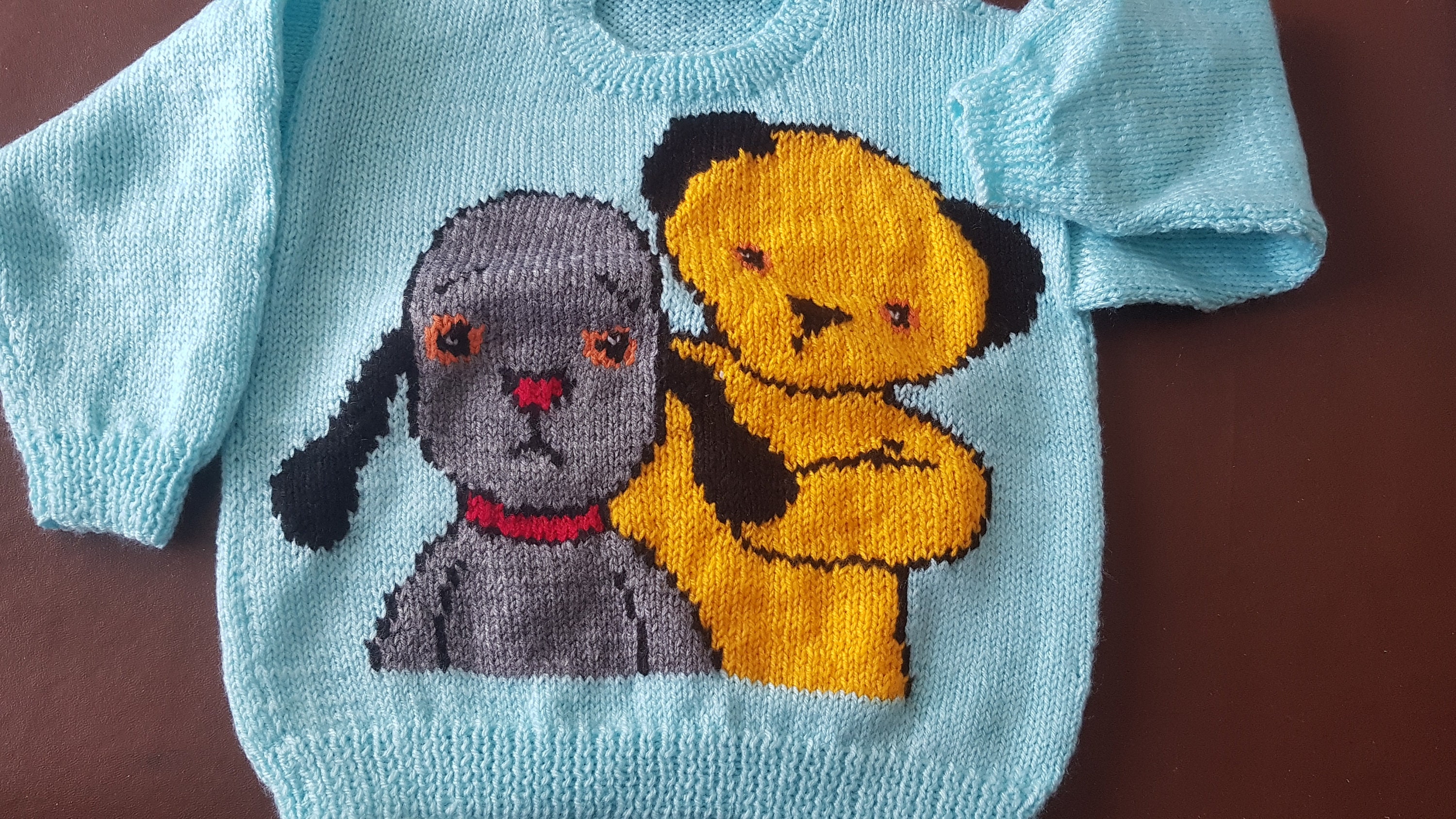 Hand Knitted Child's Jumper Sooty and Sweep Motif on the Etsy UK