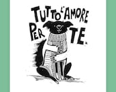 Stampa Linocut: Tutto l'amore per te