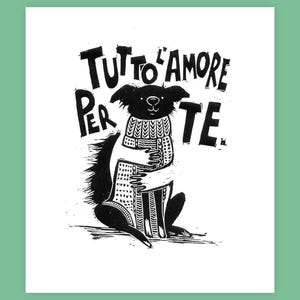 Stampa Linocut: Tutto l'amore per te