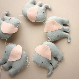 Felt elephant garland, felt elephant bunting, elephant garland, birthday garland, nursery garland