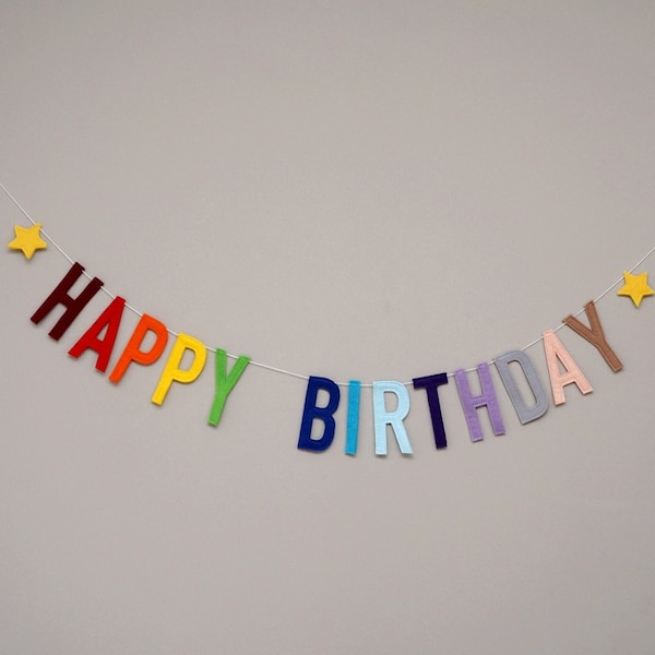 Happy birthday garland, felt birthday garland, birthday bunting, party bunting, birthday banner