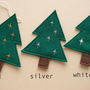 Christmas tree garland, pine tree garland, Christmas bunting, Christmas felt garland, winter garland, felt mantel garland, WHITE embroidery image 8
