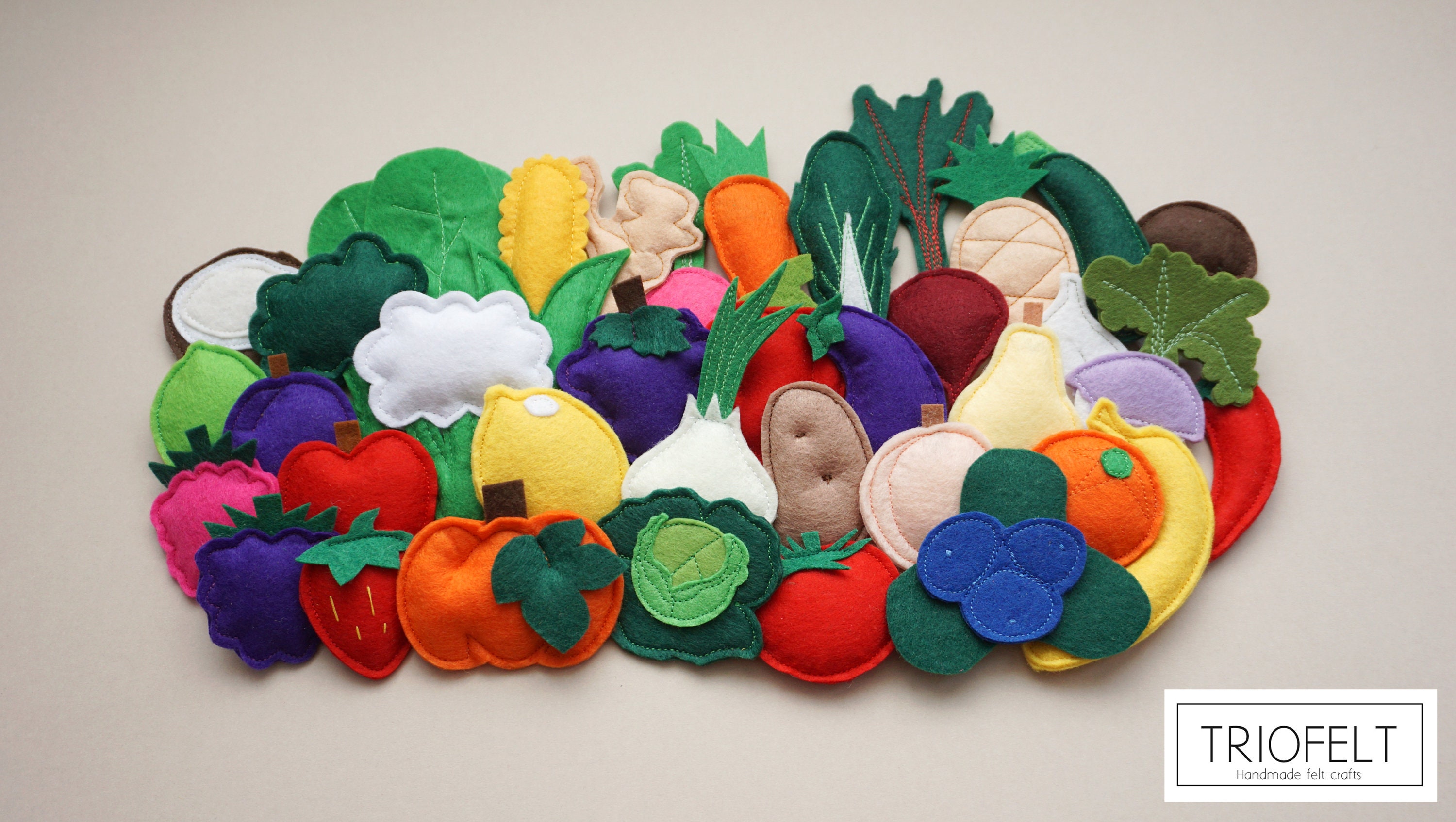 Felt FRUITS and VEGETABLES Set 36 pieces felt vegetables Etsy