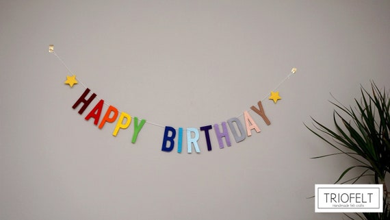 Happy birthday garland, felt birthday garland, birthday bunting, party bunting, birthday banner, congratulations