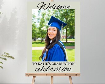 Graduation Party Welcome Sign Template, Photo Graduation Welcome Poster, Modern Minimalist Graduation Welcome, Editable Template download