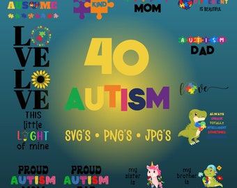 40 Autism Designs Bundle, Autism Awareness Png, Autism Quote Png, Au-Some, Autism Mom Png, Puzzle Png, Autism Ribbon Png, Puzzle Piece Png