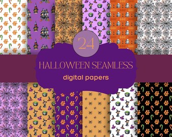 Halloween Digital Papers, Trick or Treat Scrapbook Papers, Halloween Wallpaper, Halloween Papers, Spooky Papers, Halloween Pumpkins