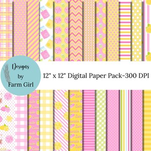 Lemonade Digital Paper Pack: Seamless Lemon Backgrounds (Instant Download)