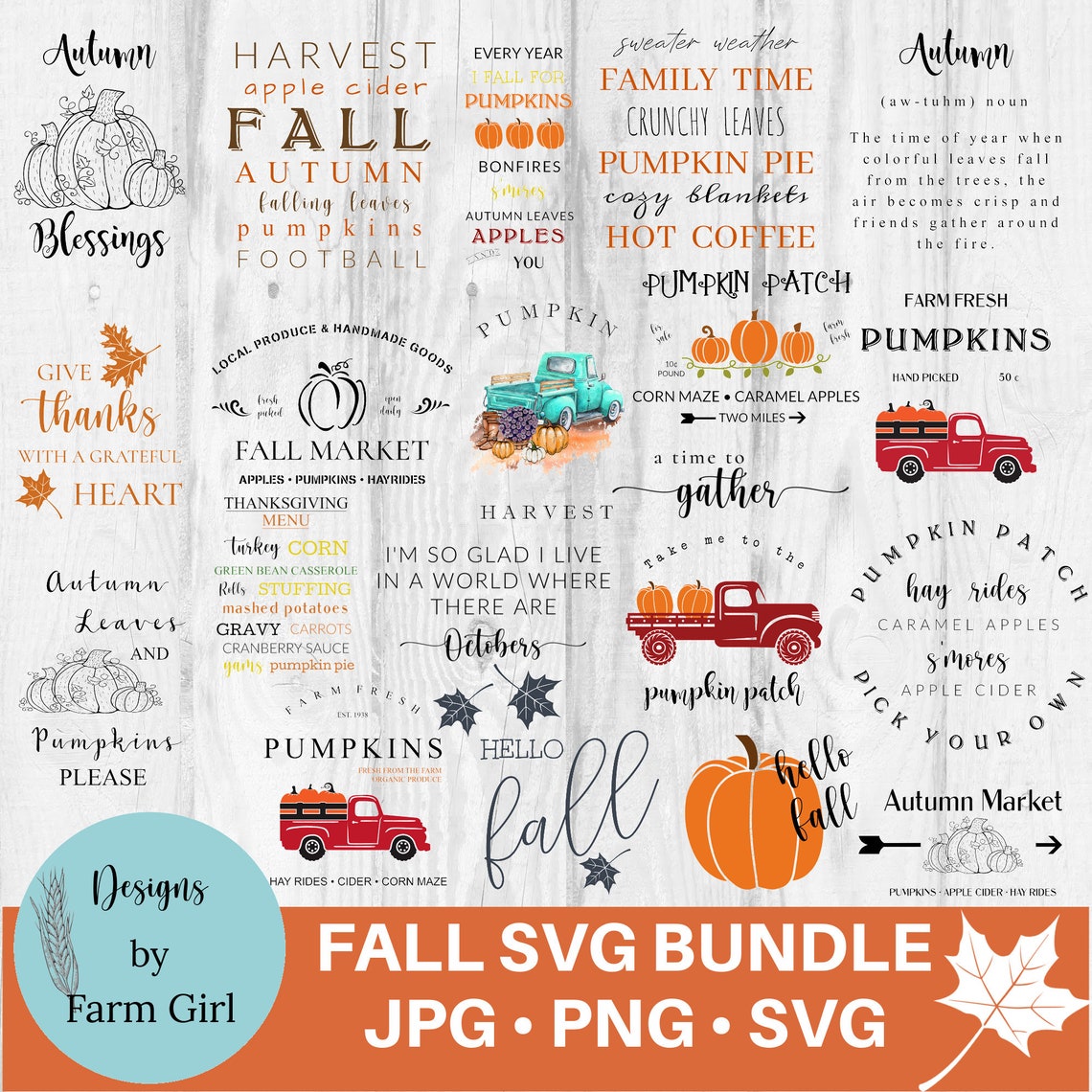 Fall SVG Bundle Fall Svg Hello Fall Svg Fall Leaves Svg - Etsy