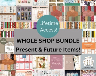 WHOLE SHOP Bundle, Printable Planners, Digital Papers, Activity Books, SVG Bundles, Bible Study Printables, Ephemera