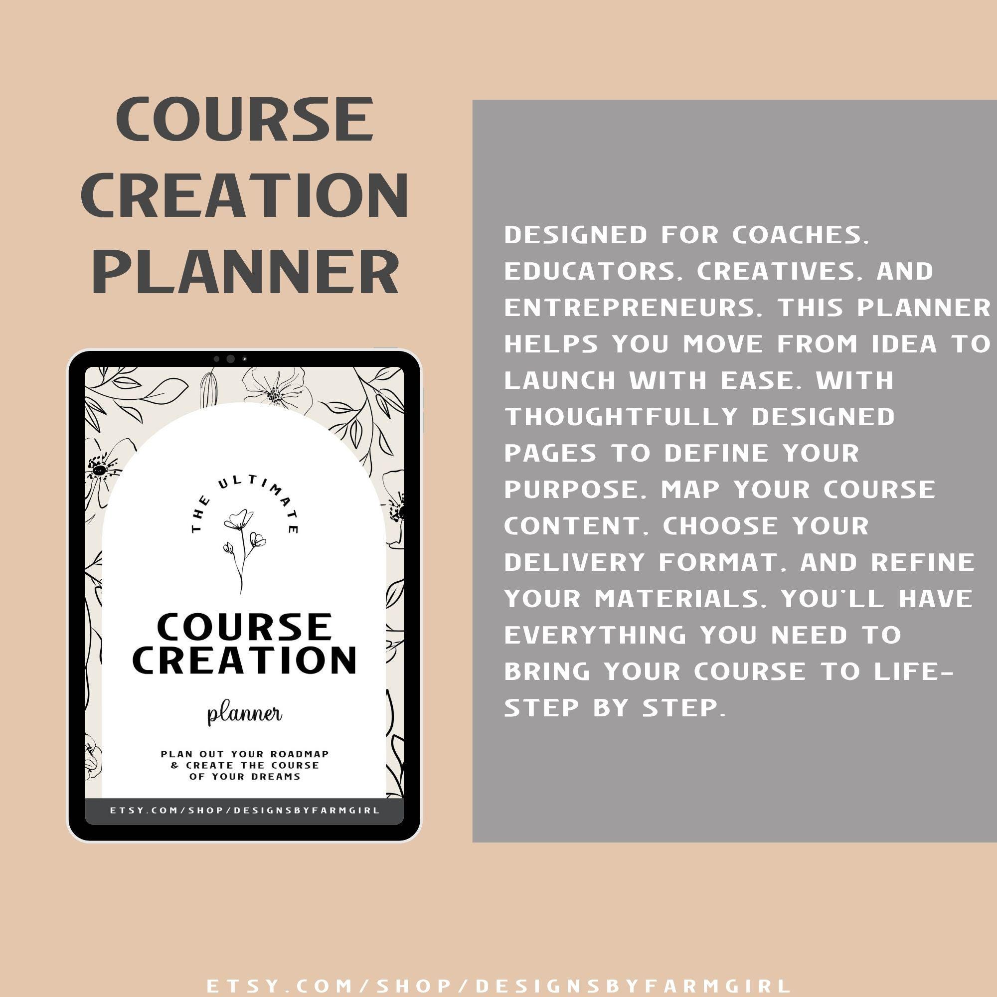 Course Creation Planner: Printable PDF for Online Course Design - Etsy