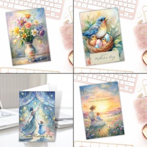 Tarjetas imprimibles del Día de la Madre, Descarga Digital, Tarjetas de Acuarela, Tarjetas de Felicitación Imprimibles, Regalos del Día de la Madre, Tarjetas de Felicitación en Blanco