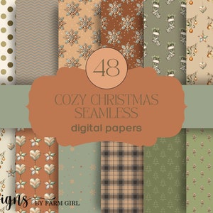 Cozy Christmas Digital Paper Pack: 48 Printable Scrapbook Papers (Digital Download)