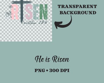 Resucitó Pascua PNG: Diseño cristiano de sublimación (descarga digital)