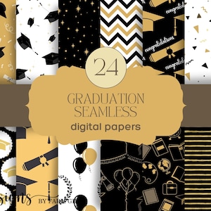 Graduation Digital Paper, Class of 2024, Grad Background, Seamless Digital Paper Graduation, Scrapbook Paper, Graduation Papers
