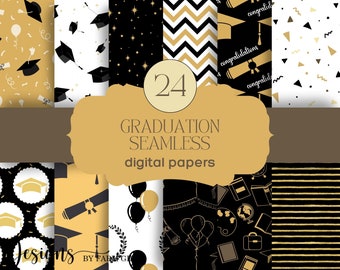 Graduation Digital Paper, Class of 2024, Grad Background, Seamless Digital Paper Graduation, Scrapbook Paper, Graduation Papers