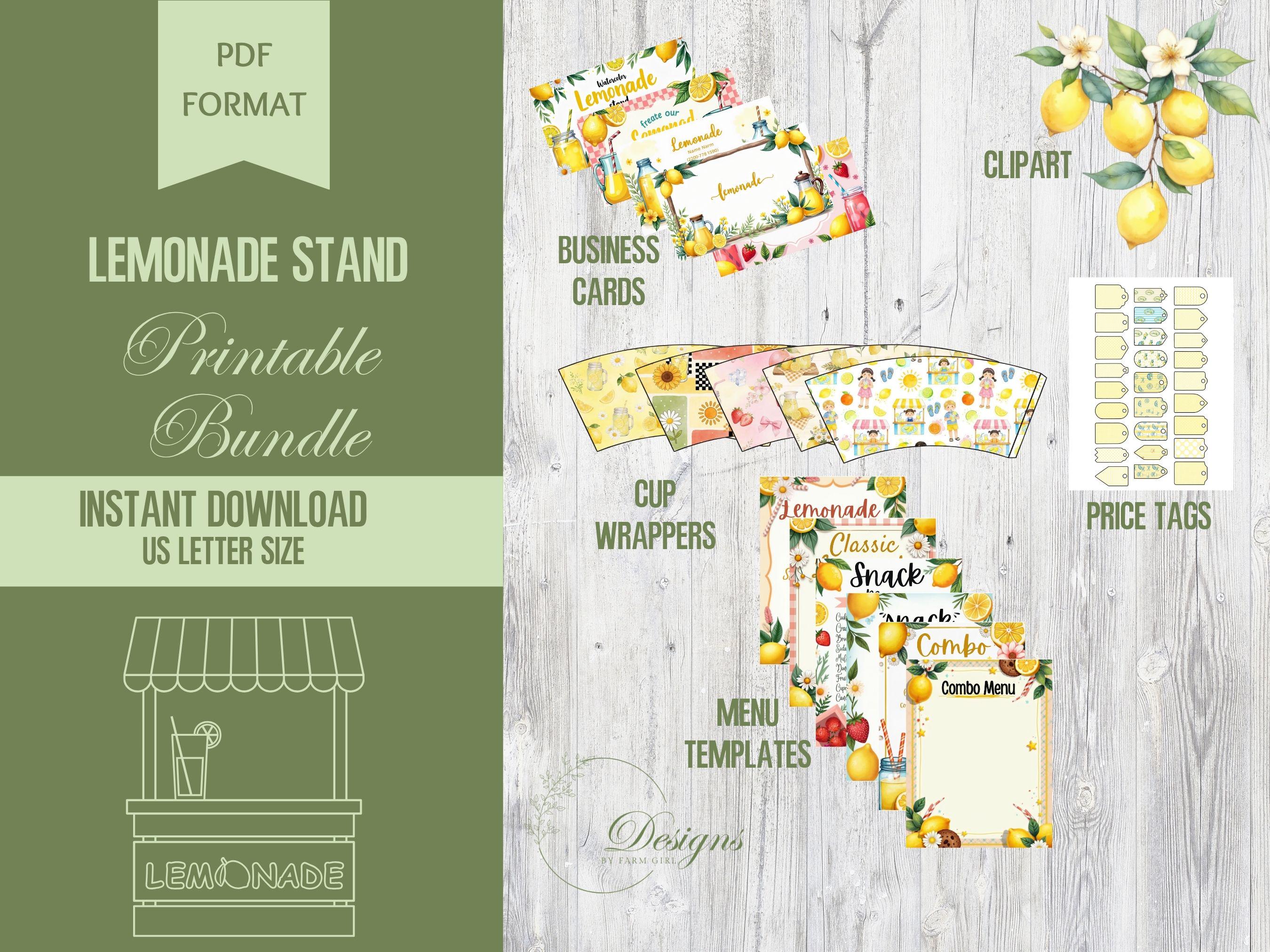 Editable Lemonade Stand Kit, Kids Summer Business Printables (digital ...