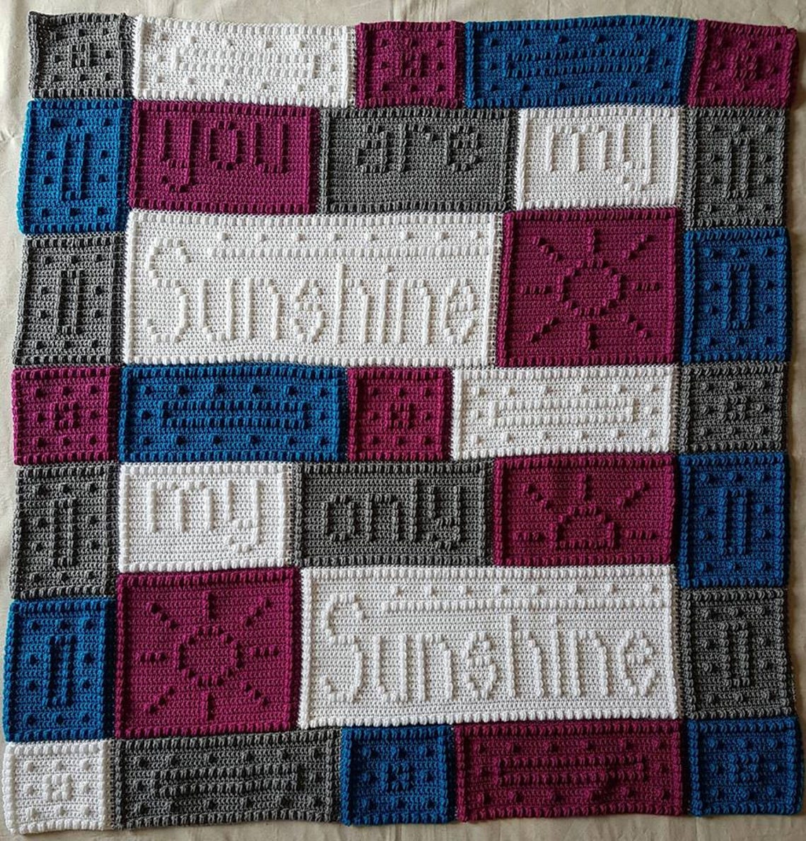 MADE TO ORDER, You Are My Sunshine, My Only Sunshine Blanket, Cotbed Blanket, Single Bed Blanket