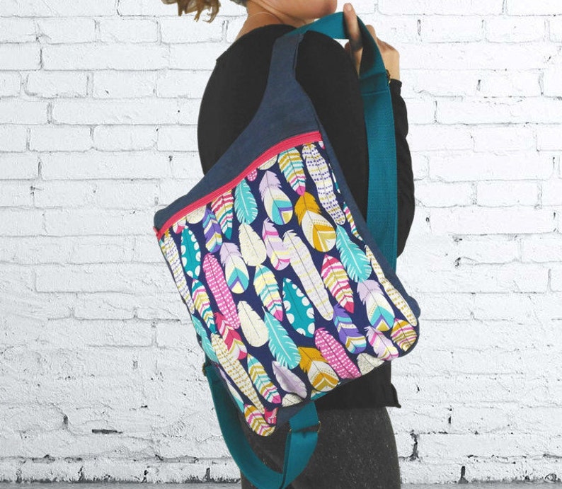 Feathers backpack: Womens backpack purse School backpack Feathers Fashion backpack Backpack diaper bag Denim backpack Ergonomic