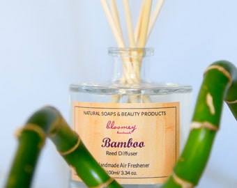 Bamboo Scented Reed Diffuser, Natural Air Freshener, Non Toxic Home Fragrance, Tropical Home Scent, Ecofriendly Home Décor, Self-Care Gift