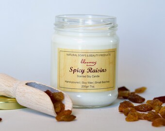 Spicy Raisins Soy Candle, Spicy & Sweet Scented Soy Wax Candle, Natural Hand-poured Candle, Eco-Friendly Home Scent, Housewarming Gift Idea