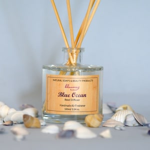 Natural Home Fragrance, Blue Ocean Diffuser, Non-Toxic Air Freshener, Ecofriendly Home Scent, Zero Waste Home Office Décor, Self-Care Gift