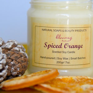 Eco-Friendly Holiday Soy Candle with Orange & Cinnamon Fragrance