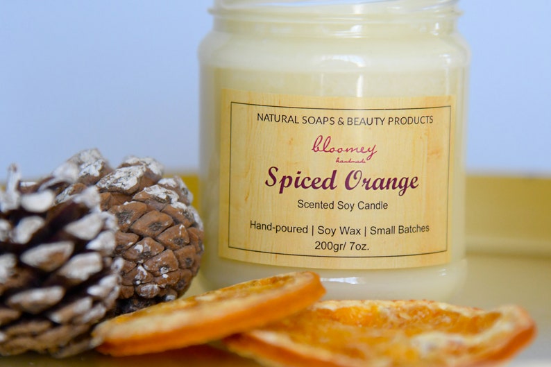 Eco-Friendly Holiday Soy Candle with Orange & Cinnamon Fragrance