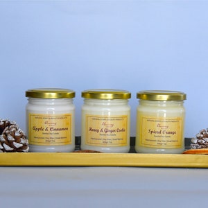 Spiced Orange Soy Candle, Apple & Cinnamon Soy Candle, Honey & Ginger Cookie Soy Candle