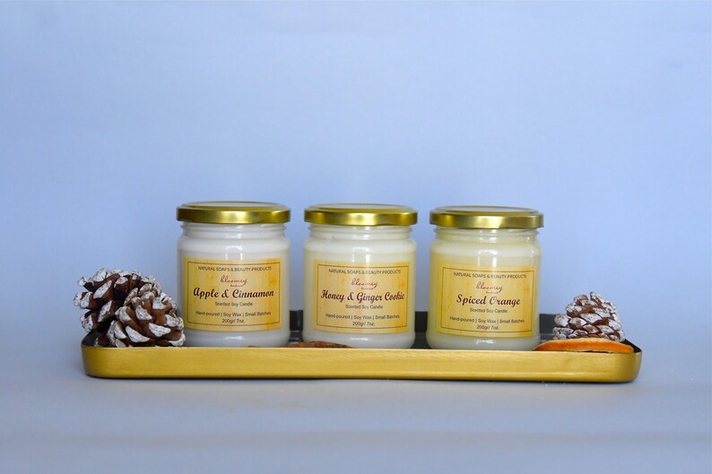 Spiced Orange Soy Candle, Apple & Cinnamon Soy Candle, Honey & Ginger Cookie Soy Candle