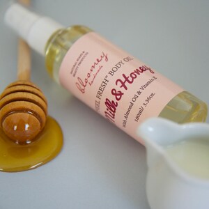 Milk & Honey Body Oil: Almond Oil, Vitamin E, Scented Moisturizer