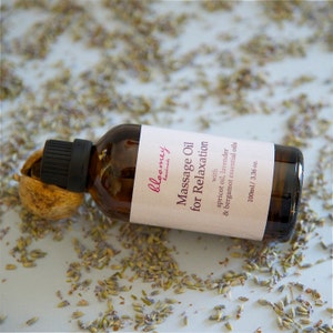 Lavender Bergamot Massage Oil: Aromatherapy Relaxation, Stress Relief (100ml)