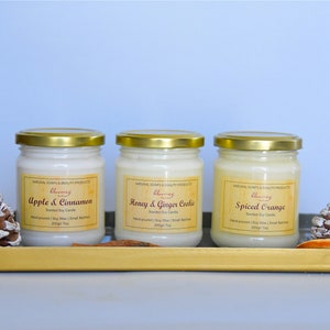 Honey & Ginger Cookie Soy Candle, Apple & Cinnamon Soy Candle, Spiced Orange Soy Candle