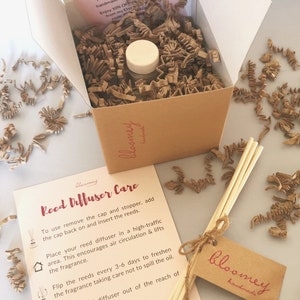 Cotton Reed Diffusers with Sticks Packaged in Eco-Friendly Kraft Box with Care Instructions