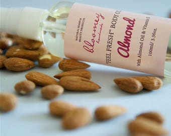 Almond Body Oil, Soothing Body Moisturizer, Almond Scented Oil, Flavored Body Oil Spray, After Bath Oil, Organic Body Care, Self-Care Gift