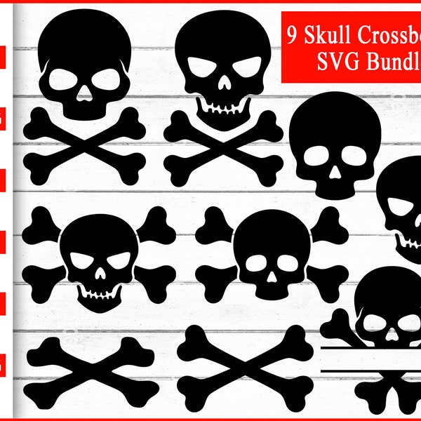 Skull Crossbones Svg, Skull Svg, Bones Svg, Silhouette, Vector, Clipart