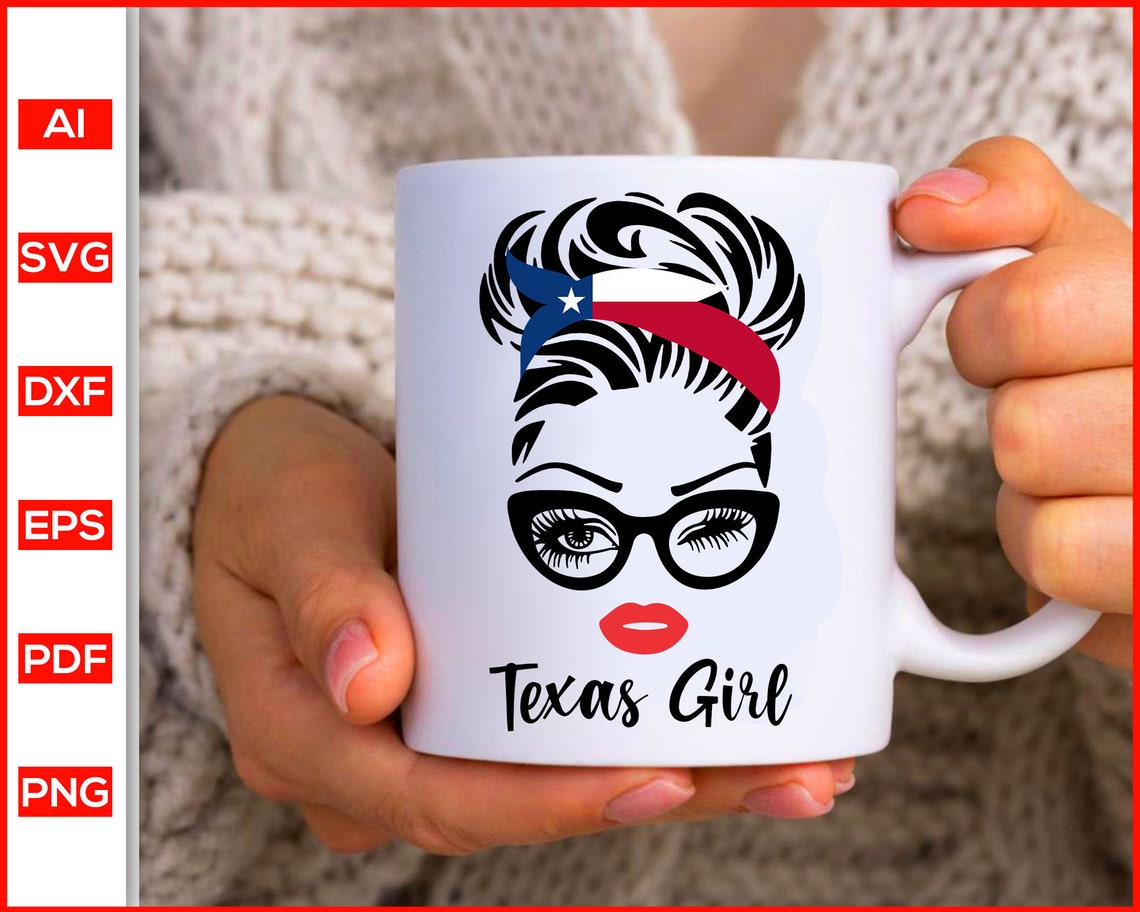 Download Texas Girl Svg Texas Svg Messy Bun Svg Girl with Messy Bun | Etsy