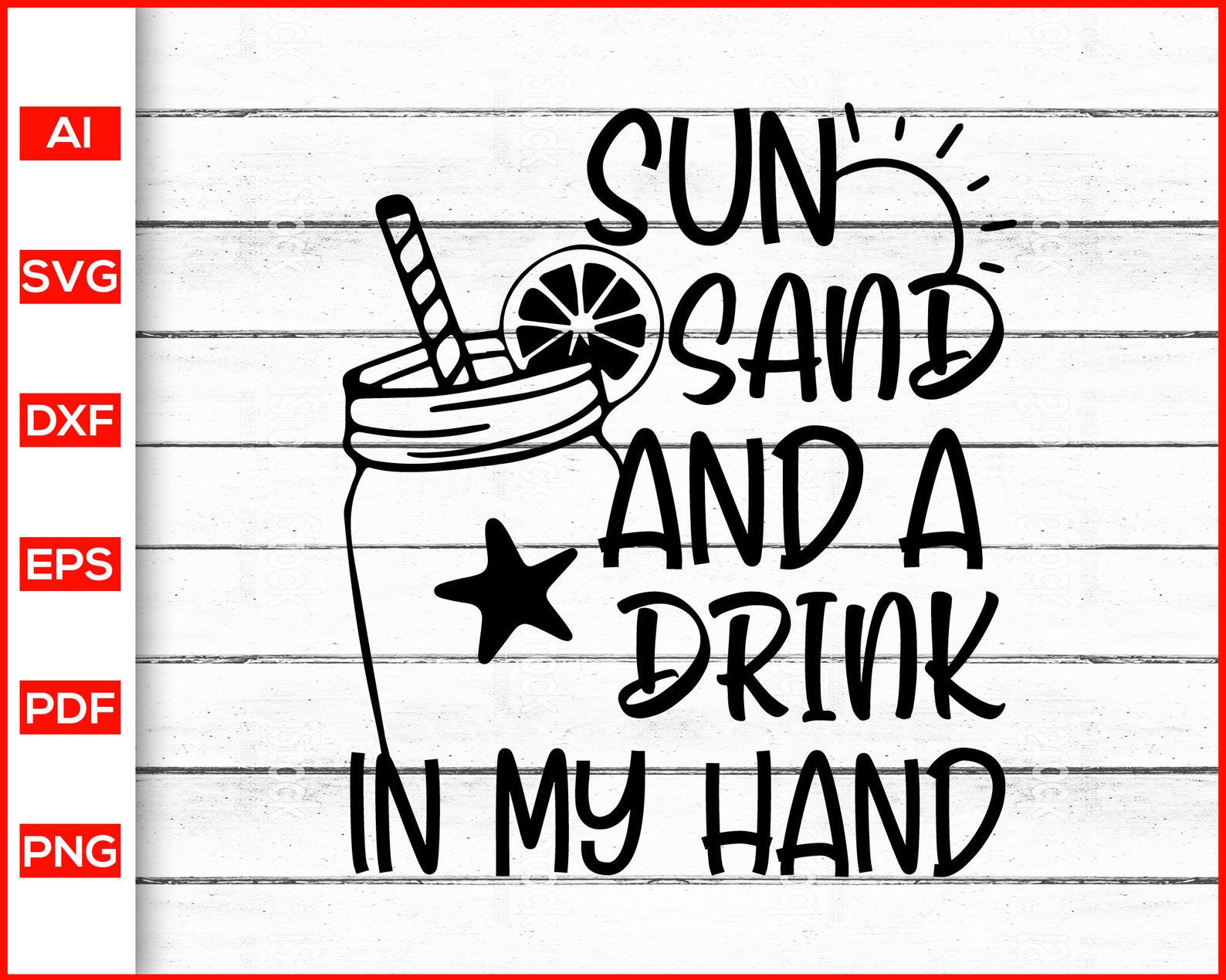 Sun Sand And A Drink In My Hand Svg Summer Quotes Svg Etsy