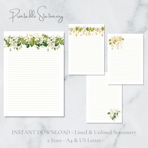 Papelaria floral Epimedium para impressão, elegante, papel de carta A4, download instantâneo, caneta botânica, primavera-verão