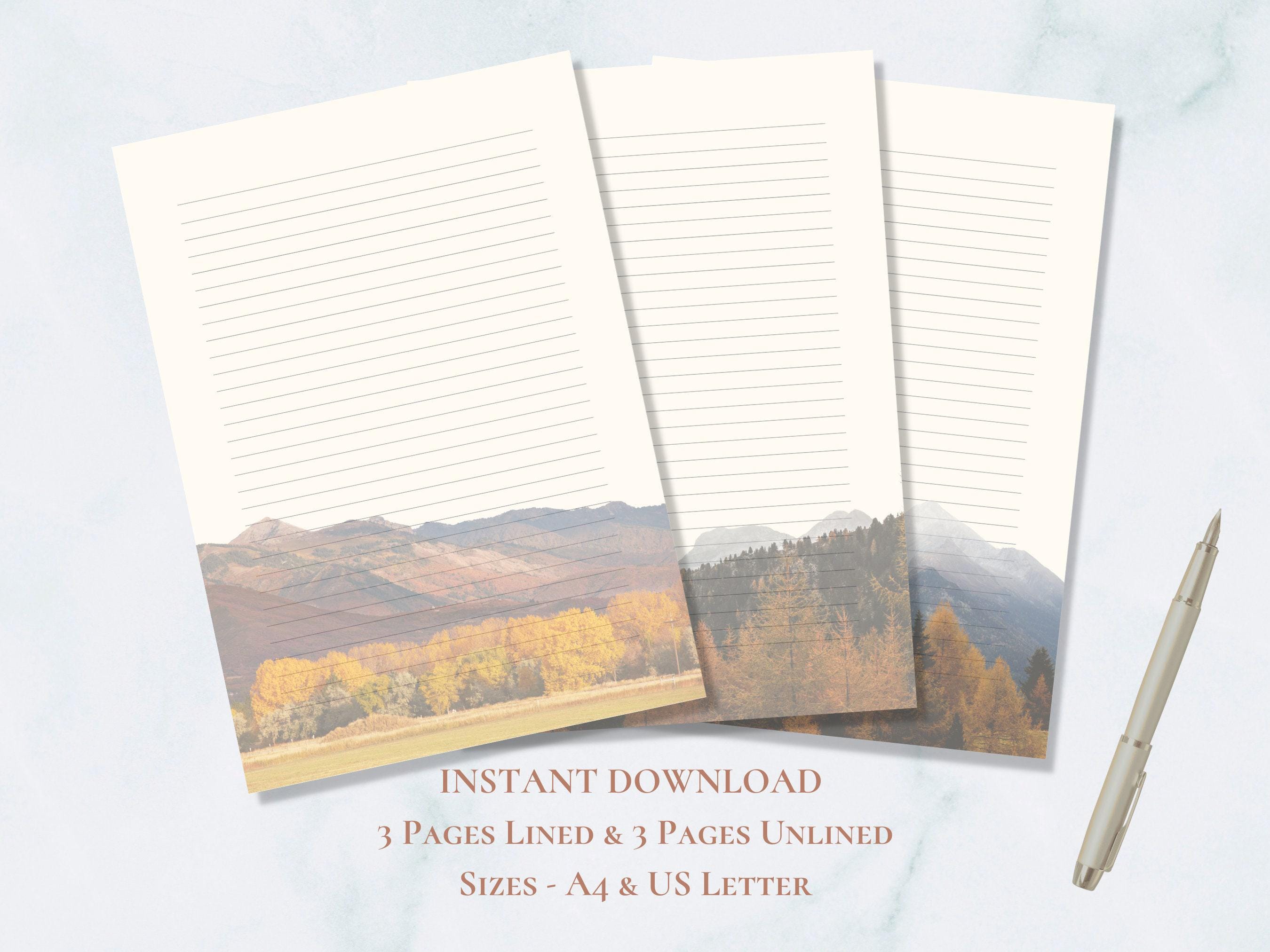 Fall Mountain Landscape Printable Stationery Mountain Stationary Paper ...